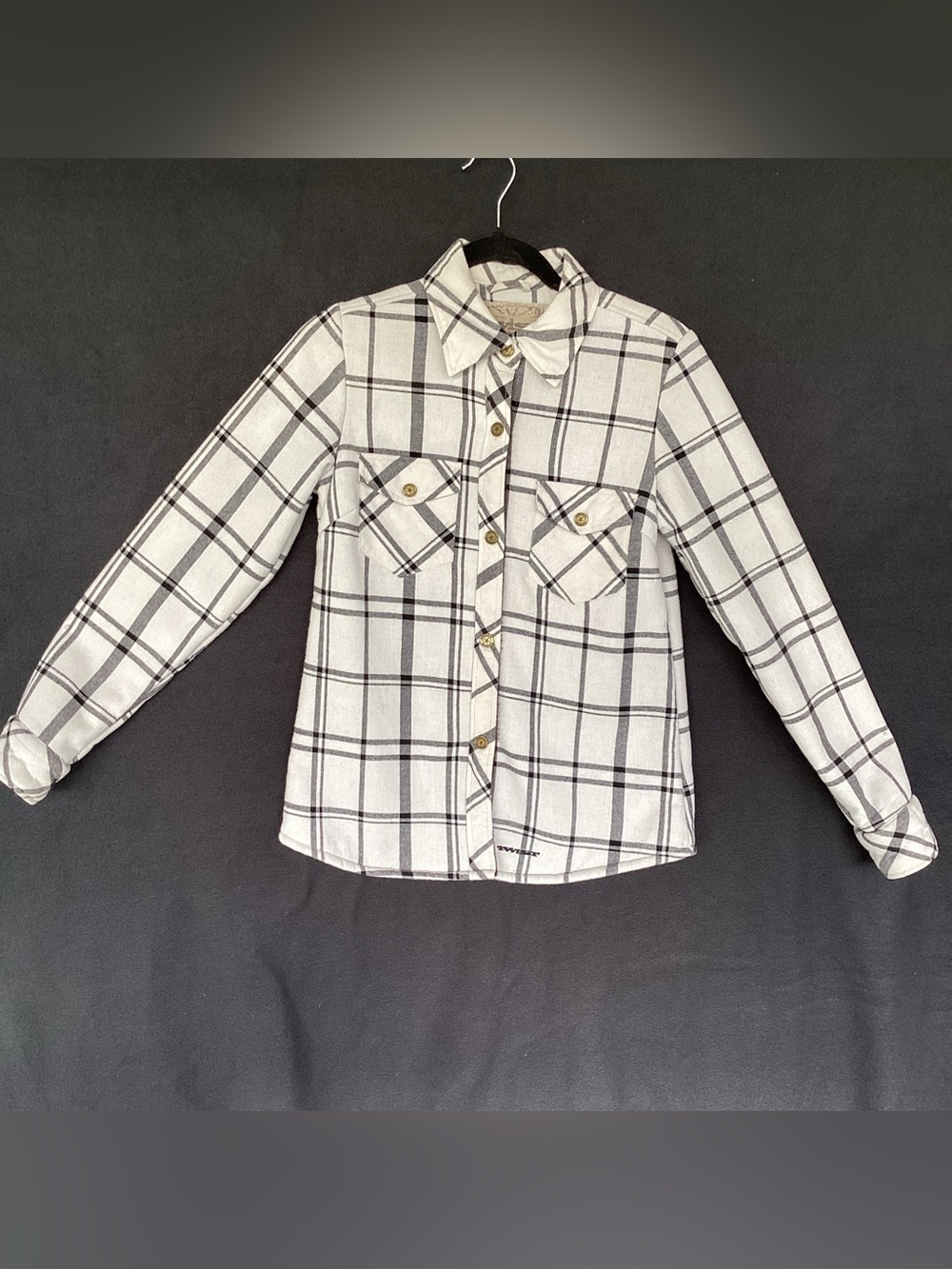 Twist Sherpa lined flannel button down shirt